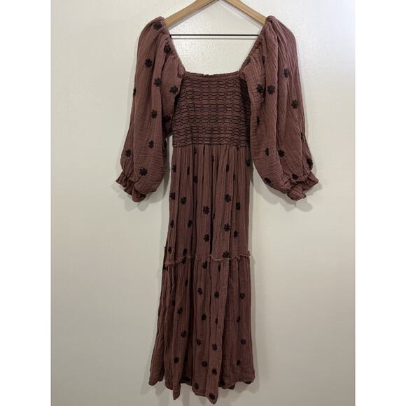 Free People Dresses & Skirts - Free People Dahlia Embroidery Maxi Dress XS Gauze Boho Cottagecore Prairie Fairy